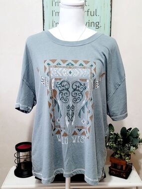 Woman's White Crow Dusty Sage Wild West Crewneck Tee